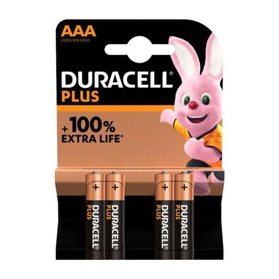 Afbeeldingen van Duracell Alkaline Plus 100 AAA 4st.