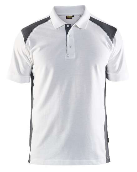 Afbeeldingen van POLOSHIRT PIQUE WIT/DONKERGRIJS XL