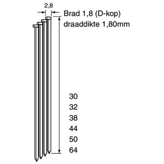 Afbeeldingen van Brad da18 cnk 38 mm doos 4,00mille