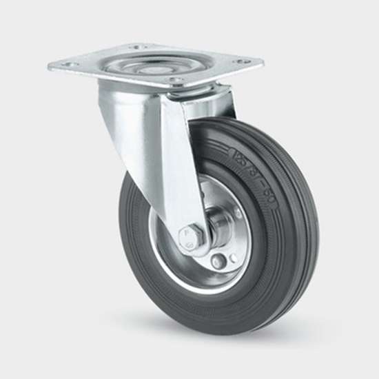 Afbeeldingen van Zwenkwiel met plaat zwart 125mm Max. 100kg