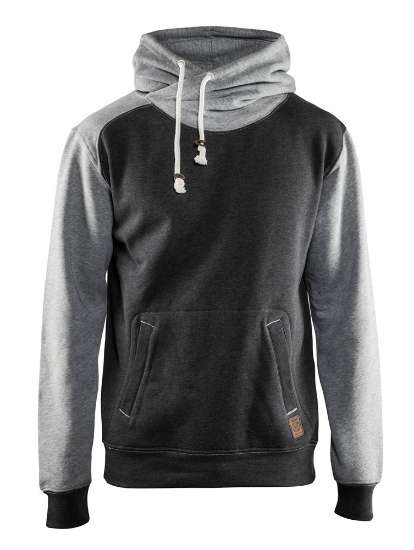 Afbeeldingen van Hooded sweatshirt L Zwart melange/Grijsjs L