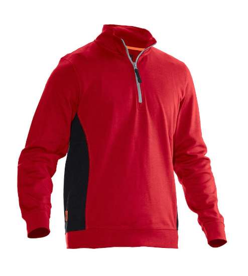 Afbeeldingen van JOBMAN 5401 HALFZIP SWEATSHIRT ROOD/ZWART M