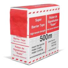 Afbeeldingen van Afzetlint HDPE 80 mm x 500 m x 35µ Rood/Wit