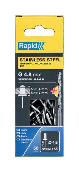 Afbeeldingen van Rapid Blindklinknagels RVS Ø 4,8 x 10 mm incl