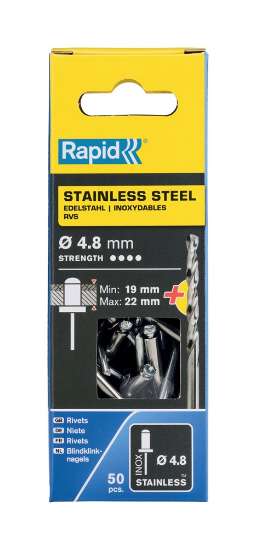 Afbeeldingen van Rapid Blindklinknagels RVS Ø 4,8 x 25 mm incl