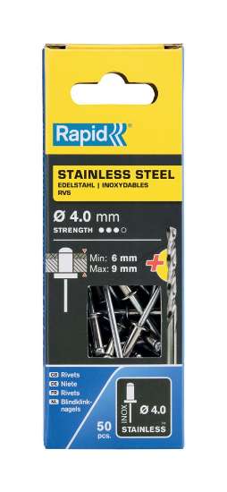 Afbeeldingen van Rapid Blindklinknagels RVS Ø 4 x 12 mm incl.