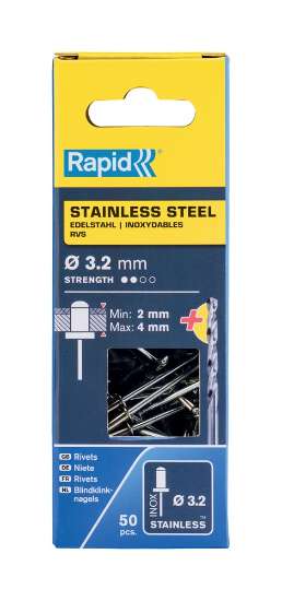 Afbeeldingen van Rapid Blindklinknagels RVS Ø 3,2 x 8 mm incl.