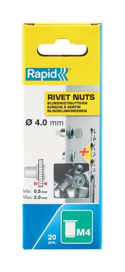 Afbeeldingen van Rapid Blindklinkmoeren M4 incl. Boor 20 st.,