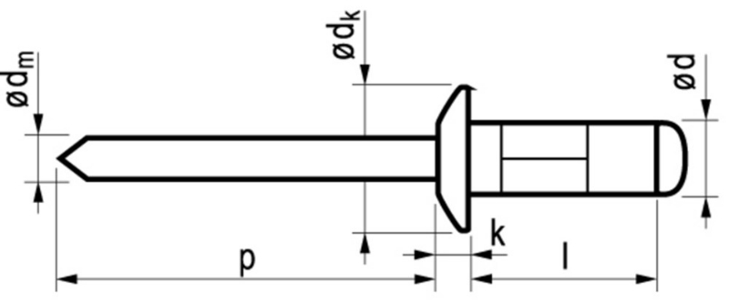 Afbeeldingen van Blindklinknagel Alu /pen staal 4,0x17 mxg kle