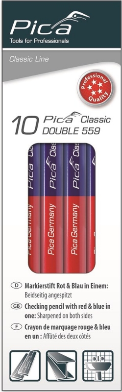 Afbeeldingen van Pica 10st 559 Dubbel potlood rood/blauw 17,5c