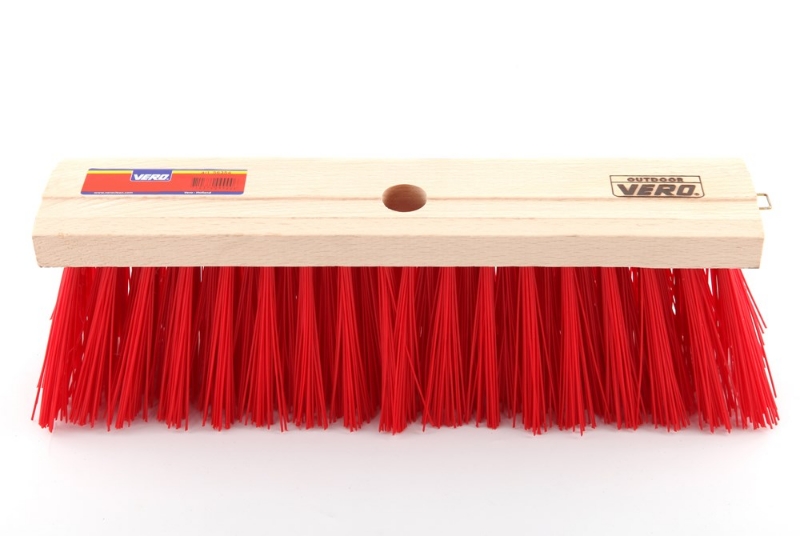 Afbeeldingen van Bezem 41 cm hout kunstvezel rood