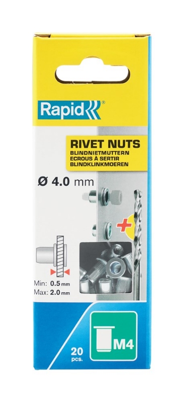Afbeeldingen van Rapid M4 Blindklinkmoeren 20 st. + boor, Blister
