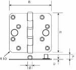 Afbeeldingen van Kogellagerscharnier / ronde hoeken / 89x89 mm