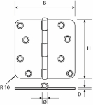 Afbeeldingen van Scharnier / ronde hoeken / 76x76 mm / losse R
