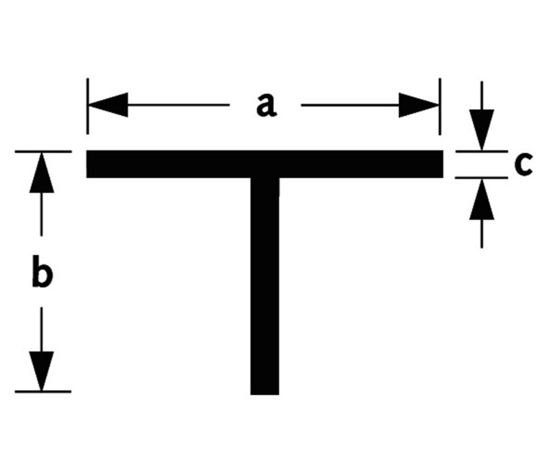 Afbeeldingen van T-prof alu brute 25x25x3mm 1m