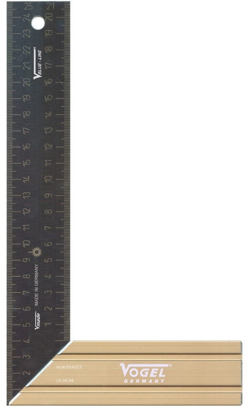 Afbeeldingen van Timmermanswinkelhaak Alu 250mm gelaserd TypeB