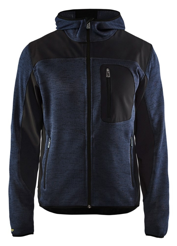 Afbeeldingen van Blåkläder/Gebreid vest met softshell/4930/Donker marineblauw/Zwart/M