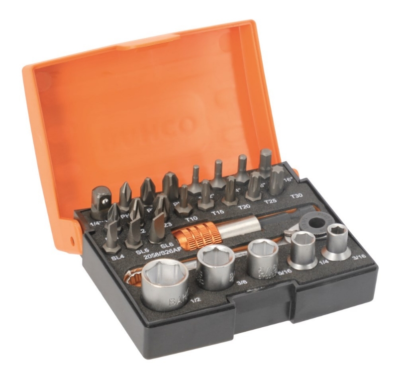 Afbeeldingen van Bit- en doppenset 1/4", voor gleuf-, Phillips-, Pozidriv-, TORX®-, zeskantschroeven - 26-delig