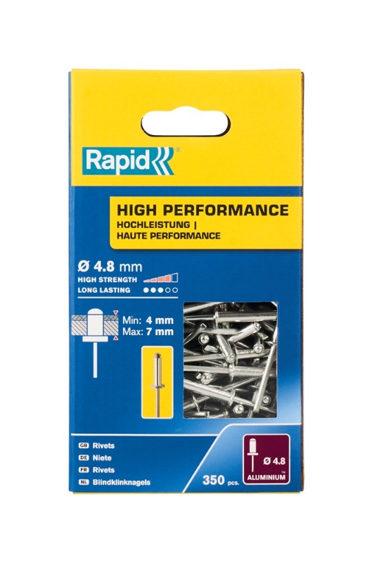 Afbeeldingen van Rapid 4,8x10mm High Performance blindklinknagels 350 st., Box
