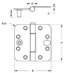 Afbeeldingen van Nylon glijlagerscharnier / 3 mm / doorgezette