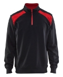 Afbeeldingen van Blåkläder/Sweatshirt bi-colour met halve rits/3353/Zwart/Rood/XL