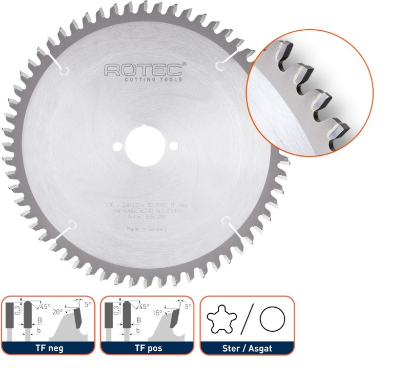 Afbeeldingen van HM zaagblad voor NF-metalen, ø232x2,8x30mm Z=62 TF neg