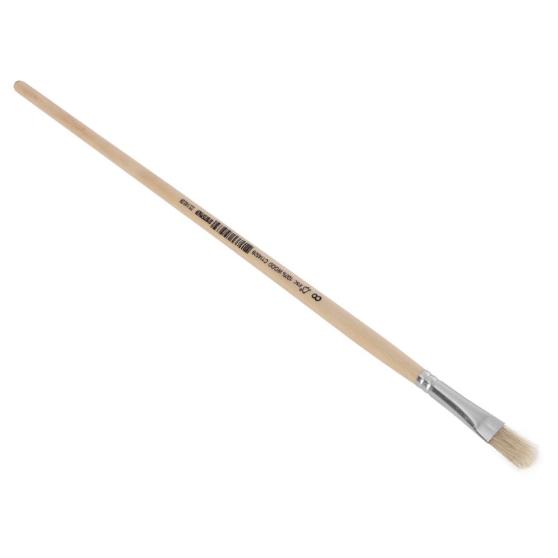 Afbeeldingen van Copenhagen Pro platte lyonpenseel, maat 8, wit Chinees varkenshaar, FSC gelakte houten steel.
