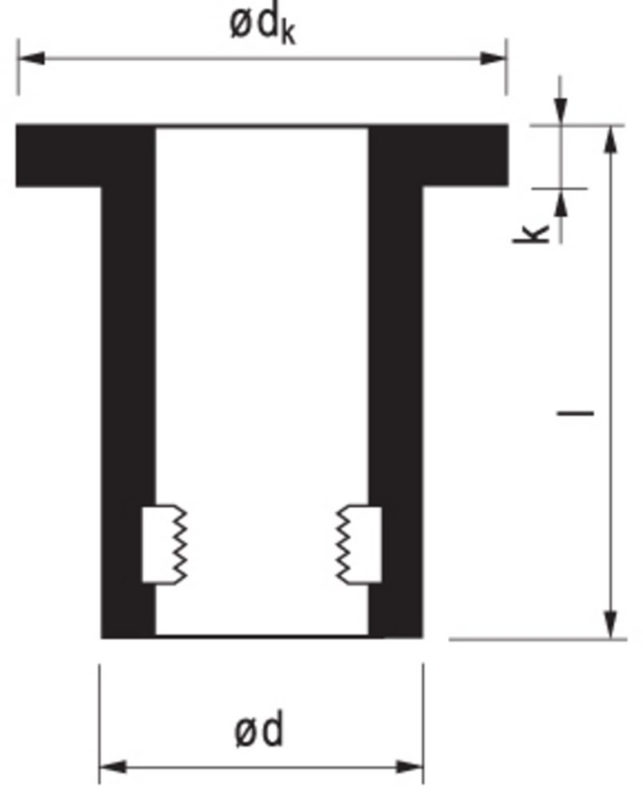 Afbeeldingen van Rubnuts M8x1.25 EPDM, length 27.93